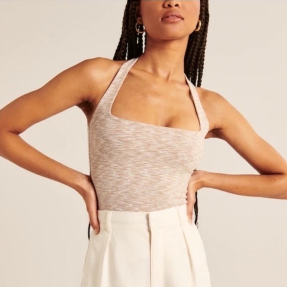 Abercrombie & Fitch Beige Halter Crop Top